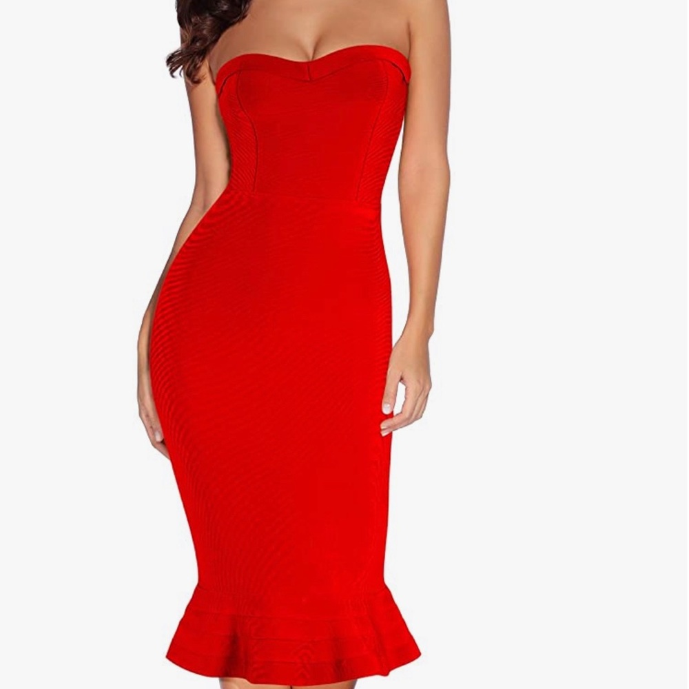 Knee length Strapless Bandage dress